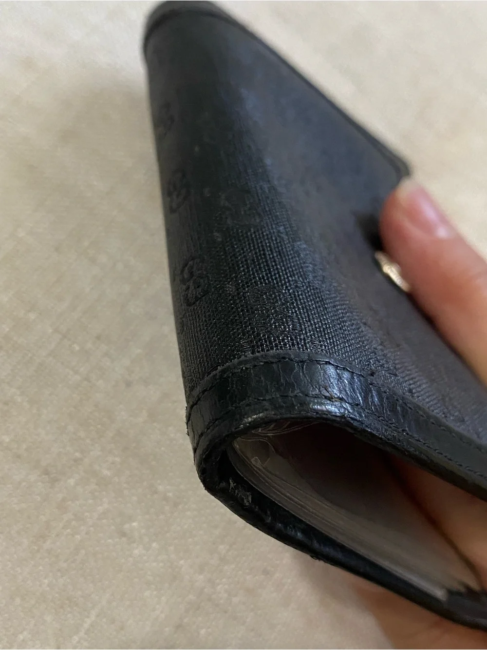 Vintage Gucci Trifold Wallet Card Holder Micro GG Black